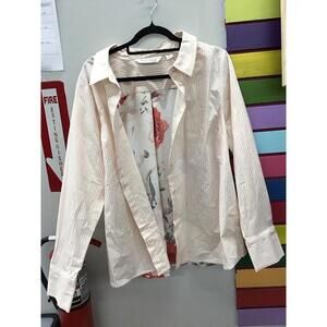 Beautiful Lawrence zarian button down blouse size 1X striped rose new from qvc